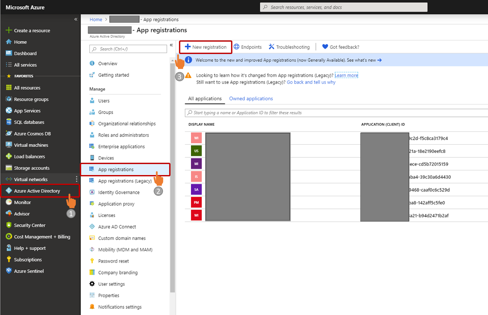 Figure 1. AAD App Registration screen
