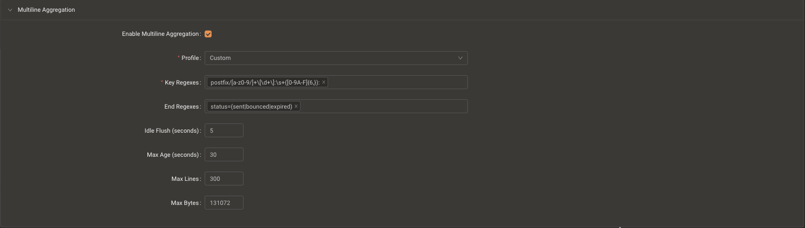 Key Regexes and End Regexes fields shown for the Custom profile